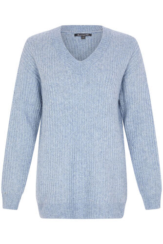 Long Sleeve V-Neck Knitted Tunic
