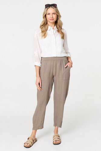 Izabel London – Semi Sheer Relaxed Linen Trousers