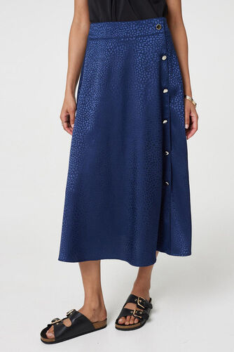 Izabel London – Animal Print Button Detail Midi Skirt