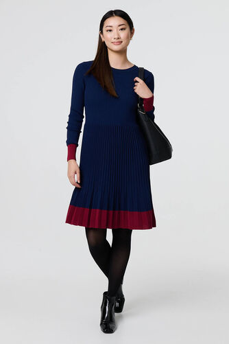 Izabel London – Colour Block Tie Neck Short Jumper Dress