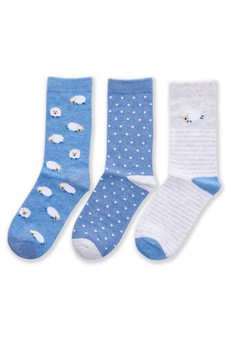 3 Pack Sheep and Spot Print Ankle Socks