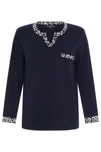Leopard Print Trim Jumper