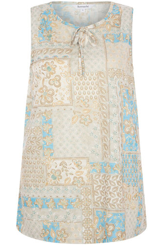 Patchwork Print Tie Detail Tunic