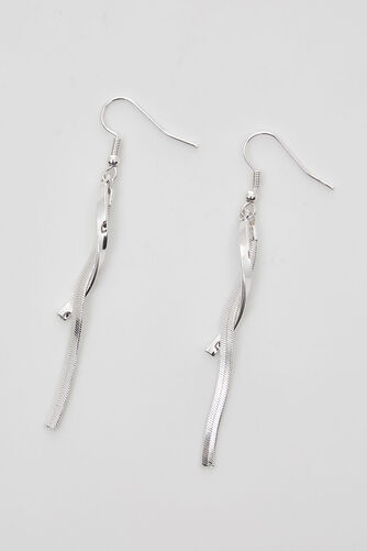 Twisted Design and Snake Chain Drop Earrings
