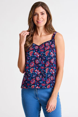 Floral Print Bubble Hem Cami Top