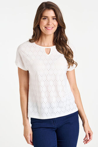 Broderie Keyhole Detail T-Shirt