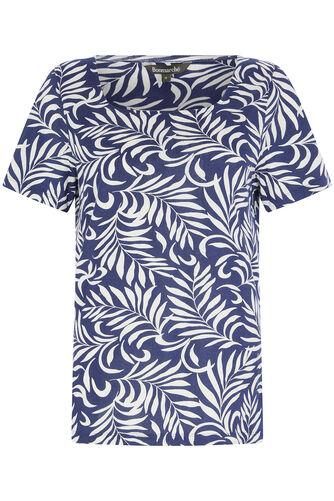 Square Neck Leaf Print T-Shirt