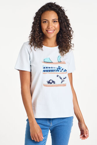 Embroidered Espadrille Print T-Shirt