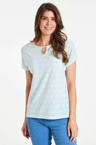 Broderie Keyhole Detail T-Shirt