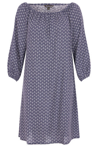 Tile Print Linen Bardot Dress