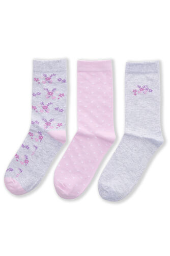3 Pack Floral and Spot Print Ankle Socks