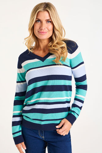 V-Neck Stripe Jumper