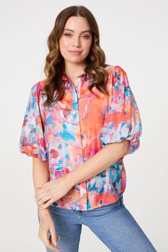 Abstract Print 1/2 Sleeve Shirt