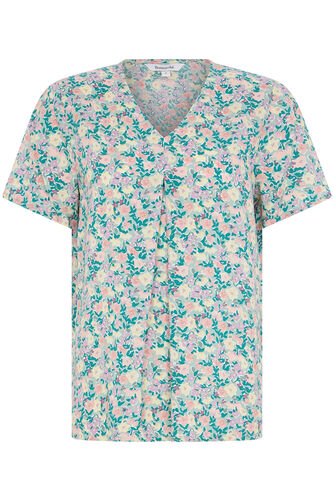 V-Neck Ditsy Print Top