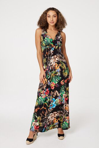 Izabel London -  Tropical Print Empire Maxi Dress