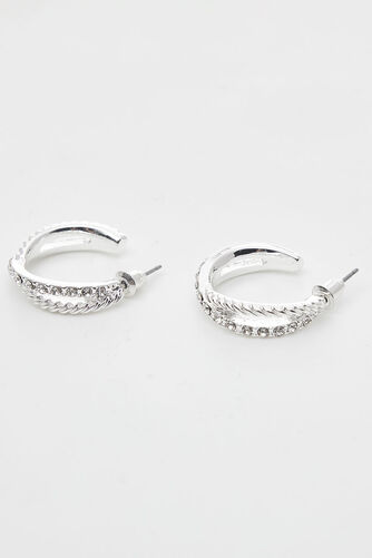 Diamante Double Twisted Hoop Earrings