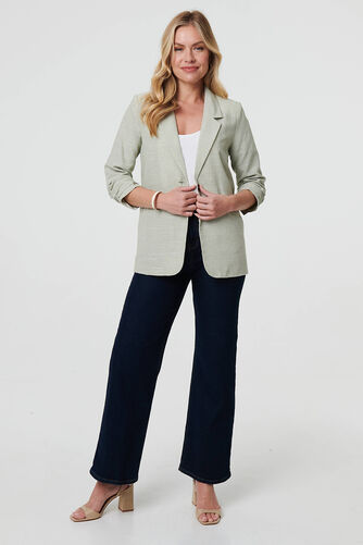 Izabel London – Checked 3/4 Sleeve Button Front Blazer