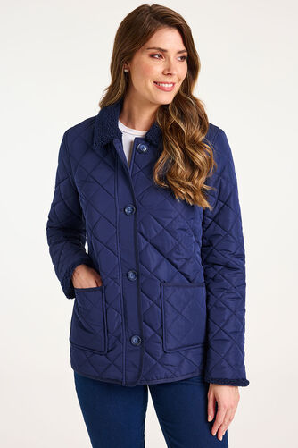 Diamond Quilted Button Through Coat