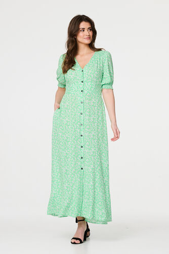 Izabel London - Ditsy Floral 1/2 Puff Sleeve Maxi Dress