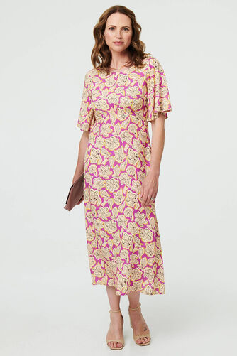 Izabel London – Floral 1/2 Flare Sleeve Midi Dress
