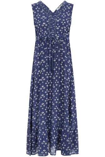 Ikat Print Crinkle Maxi Dress