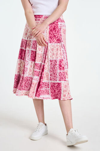 Patchwork Print Burnout Skirt