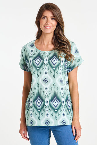 Aztec Print Linen Look Top