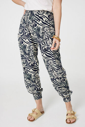 Izabel London - Floral Animal Print Harem Pants