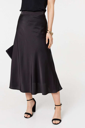 Izabel London - High Waist Elasticated A-Line Midi Skirt
