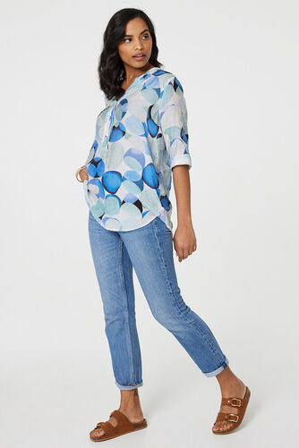 Izabel London - Printed 1/2 Sleeve Curve Hem Blouse