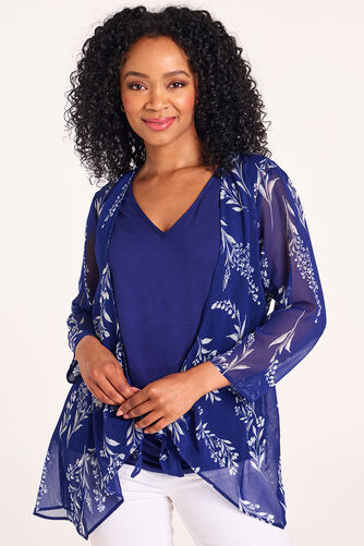 Bluebell Print 2 in 1 Tie Front Top