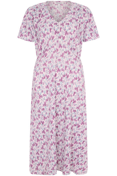Ditsy Print Plisse Tea Dress