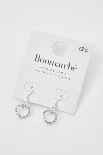 Mini Diamante Heart Drop Earrings