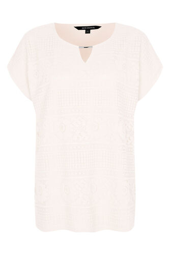 Short Sleeve Lace Front Top with Keyhole Detail