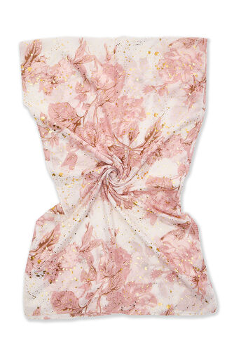 Floral Print with Foil Detail Lightweight Scarf
