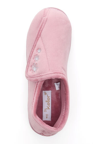 Embroidered Touch Fasten Floral Slippers