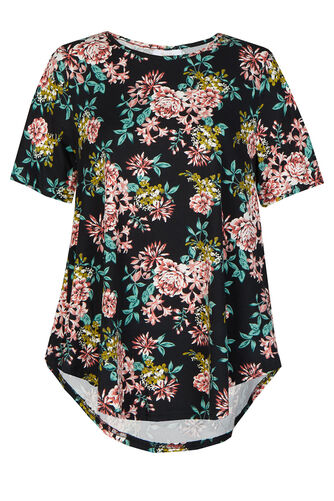 Stella Morgan - Short Sleeve Floral Shell Blouse