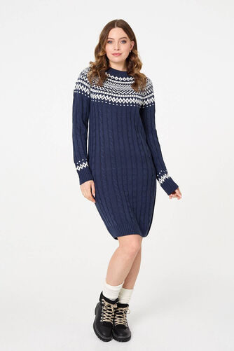 Izabel London – Aztec Print High Neck Midi Jumper Dress