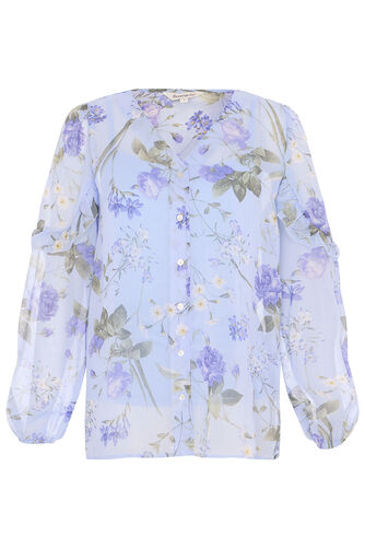 Floral Print Button Through Blouse with Cami