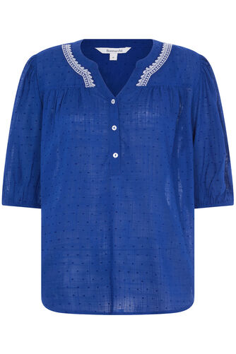 Embroidered Yoke Notch Neck Top