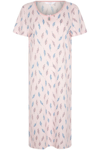 100% Cotton Leaf Print Nightdress with Keyhole Detail