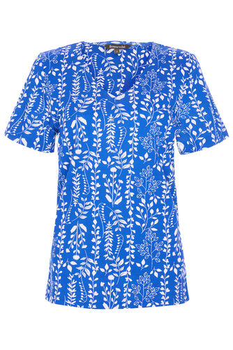 Short Sleeve Leaf Print V-Neck T-Shirt