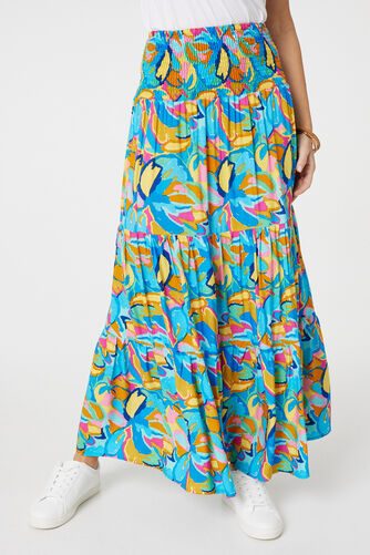 Izabel London – Abstract Shirred High Waist Maxi Skirt