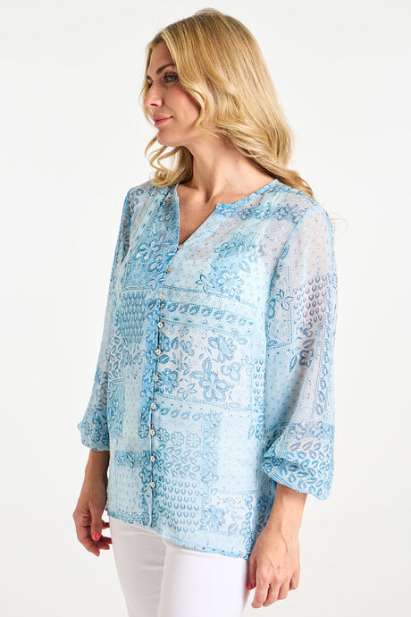 Patchwork Print Blouse With Cami