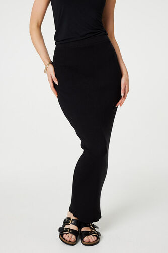 Izabel London – Plain Knit High Waist Bodycon Maxi Skirt
