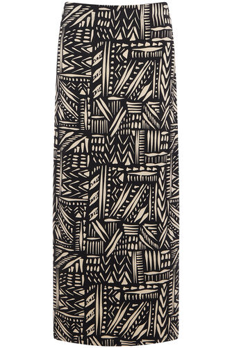 Aztec Patchwork Print Jersey Pull On Skirt