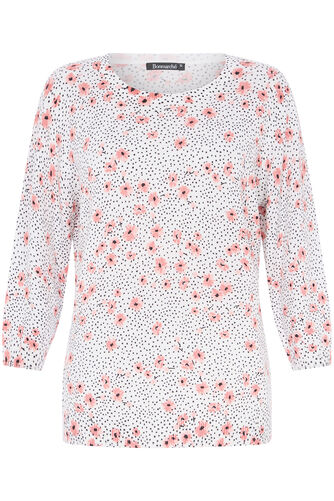 3/4 Sleeve Floral Spot Print Jumper