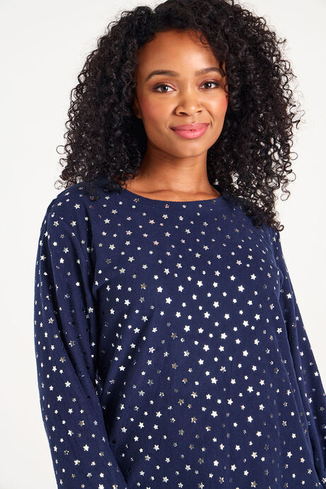 Foil Star Print Fleece Pyjama Set