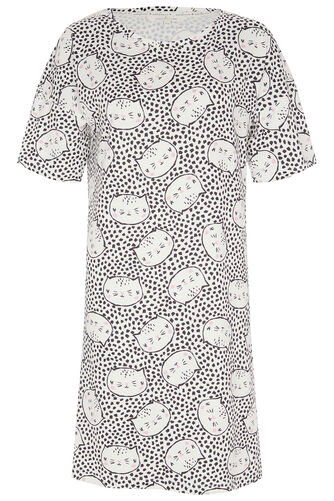 Cat and Spot Print Nightdress