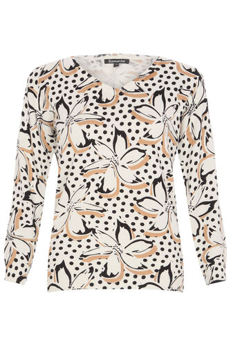 Long Sleeve Spot Floral Print V-Neck Jumper